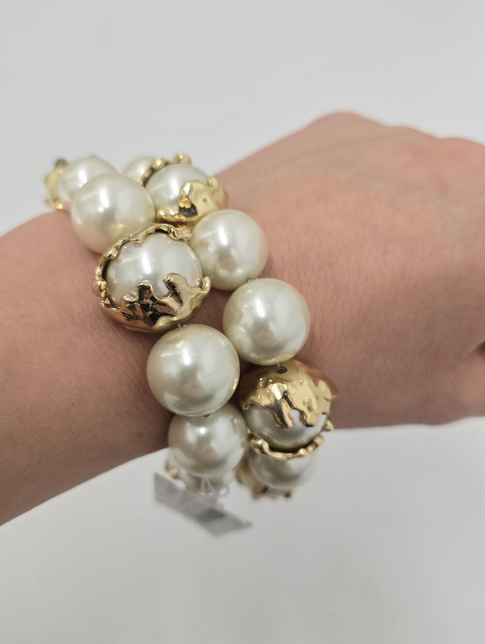Karine sultan Pearl double braclet large pearls with gold